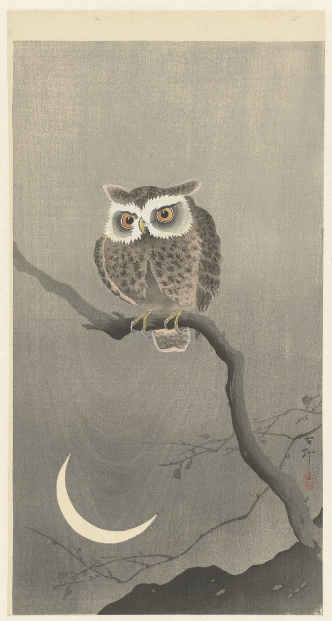 Gufo su ramo spoglio da Ohara Koson