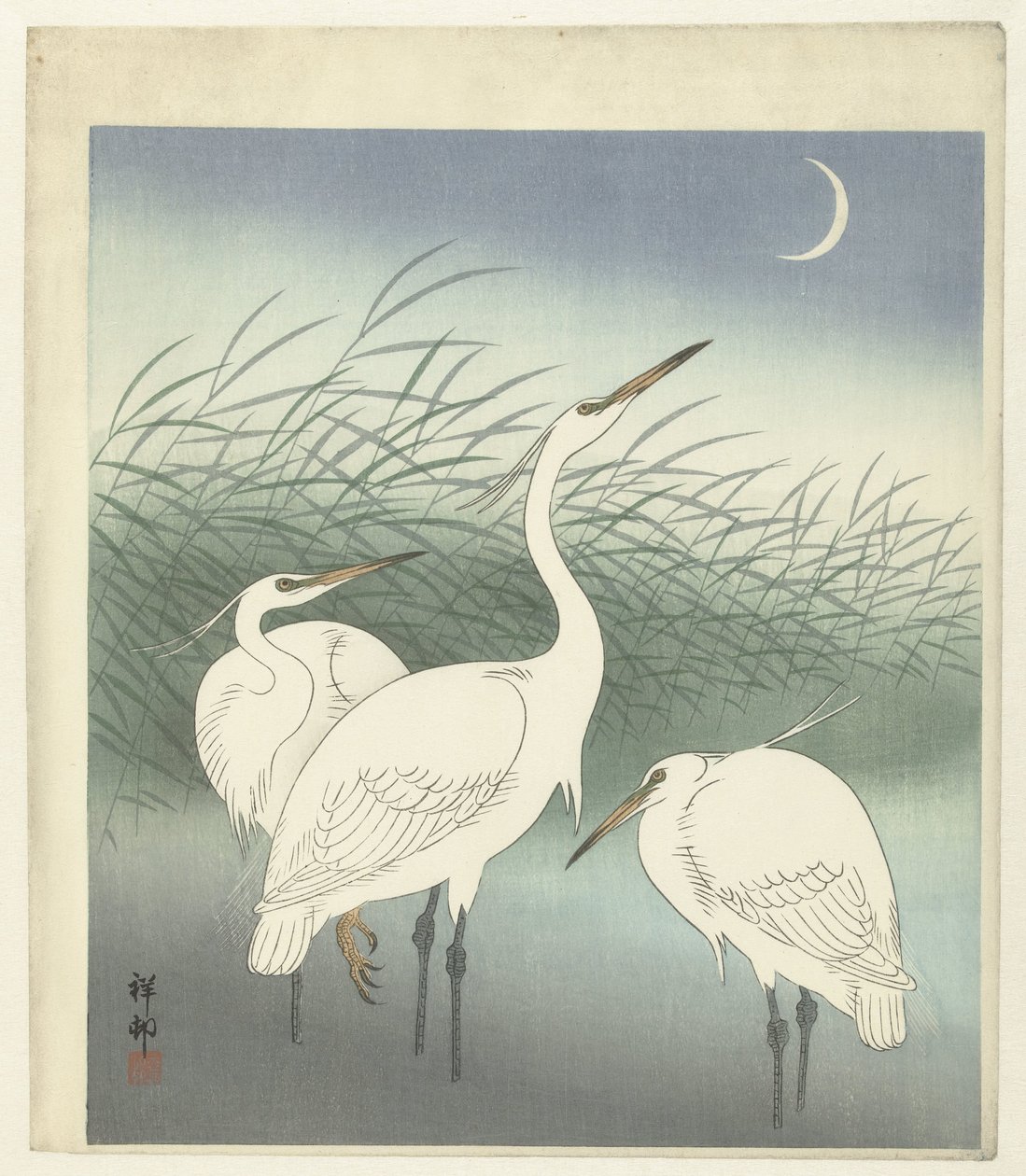 Aironi in acque poco profonde da Ohara Koson