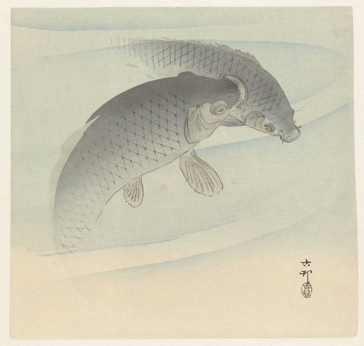 Due carpe da Ohara Koson