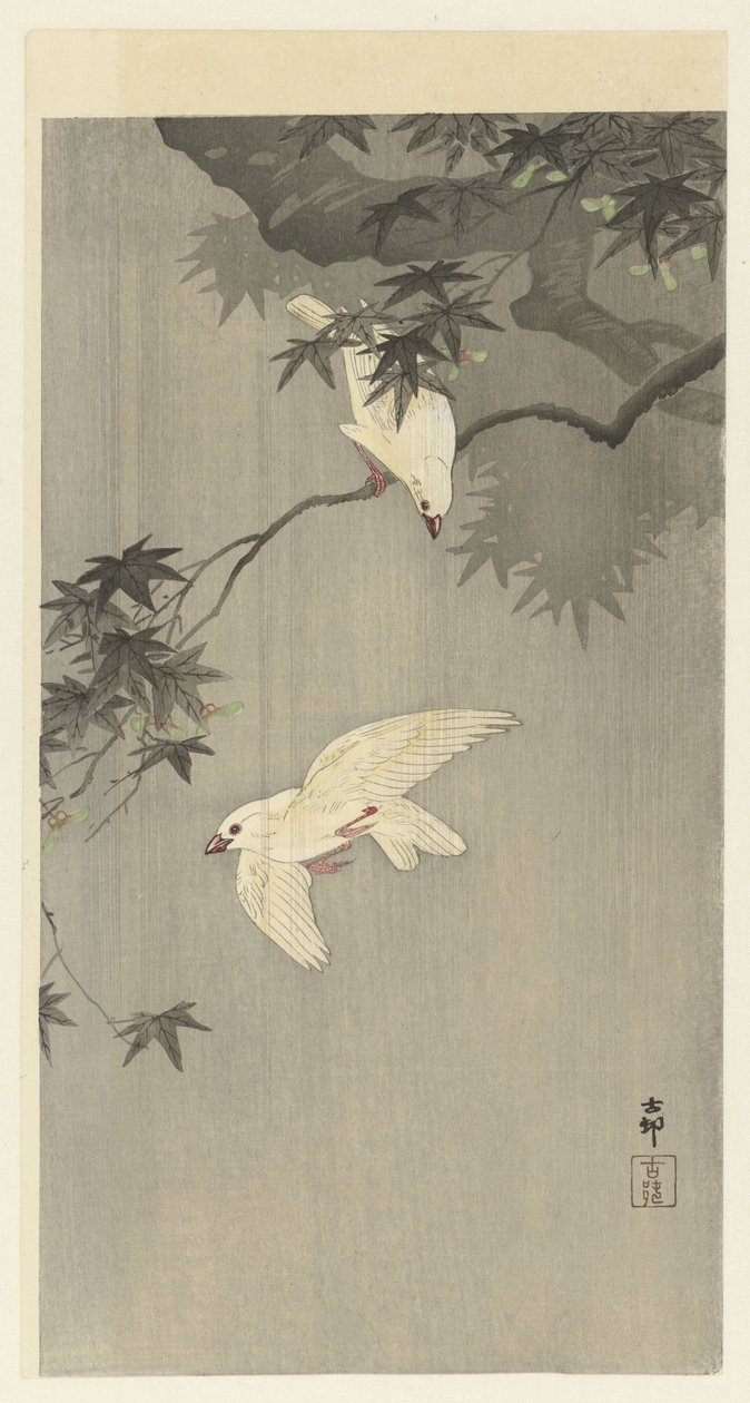 Uccelli nella pioggia da Ohara Koson