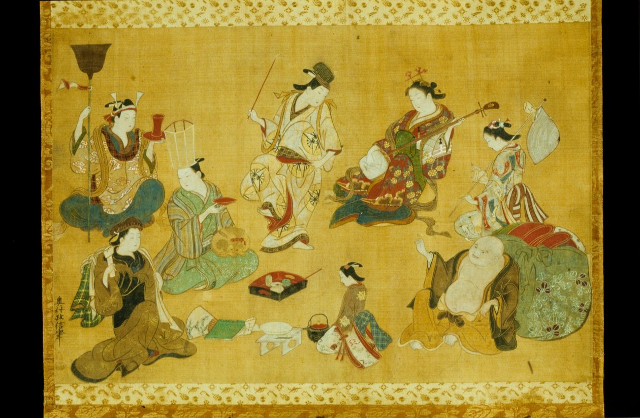 Festa nel quartiere dei piaceri come mitate dei sette dei della fortuna da Okumura Masanobu