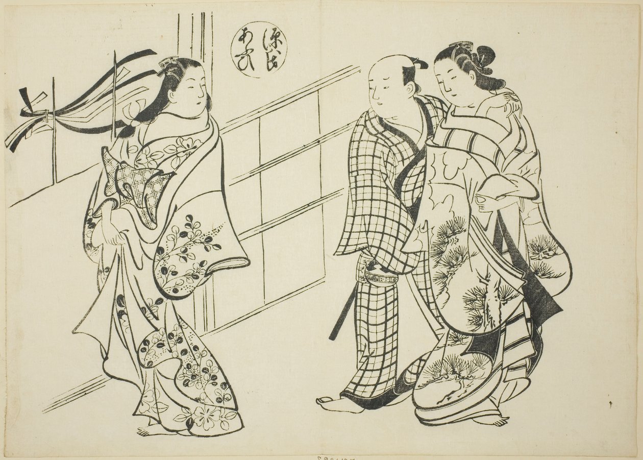 Il capitolo Aoi da "Il racconto di Genji" (Genji Aoi), da una serie di parodie di Genji da Okumura Masanobu