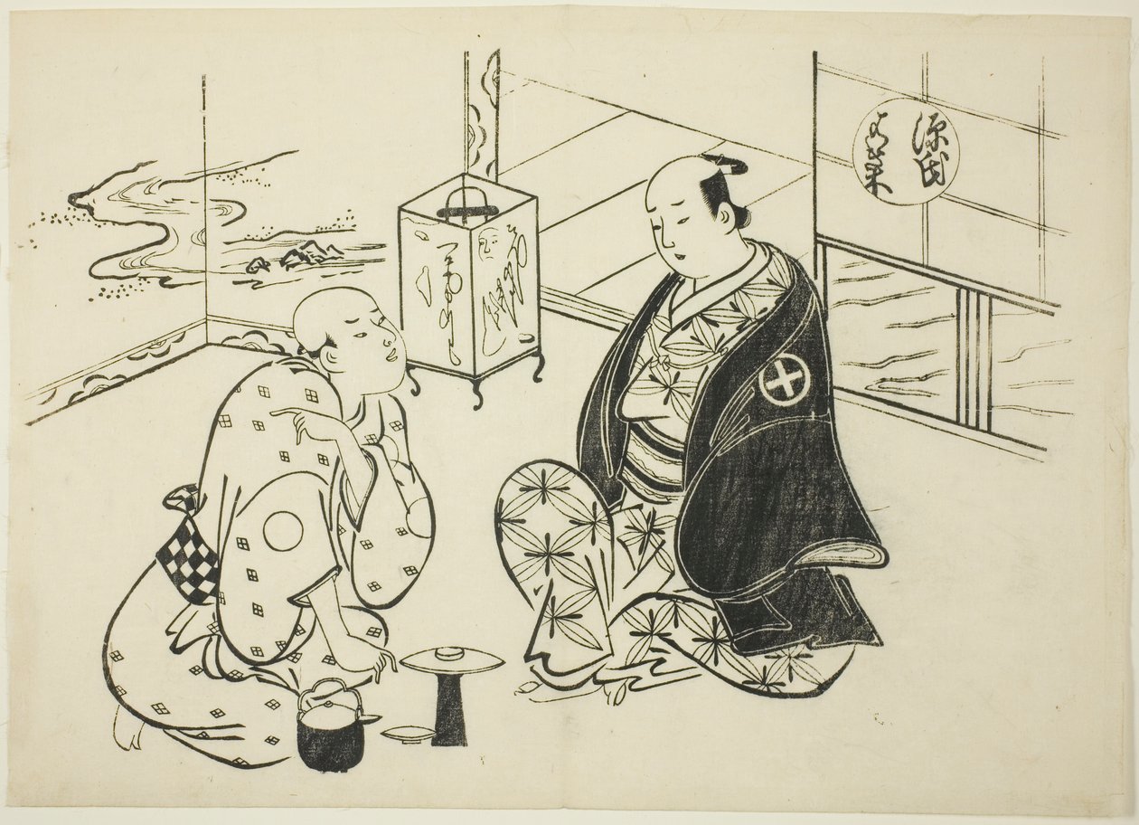 Il capitolo Hahakigi da "Il racconto di Genji" (Genji Hahakigi), da una serie di parodie di Genji da Okumura Masanobu