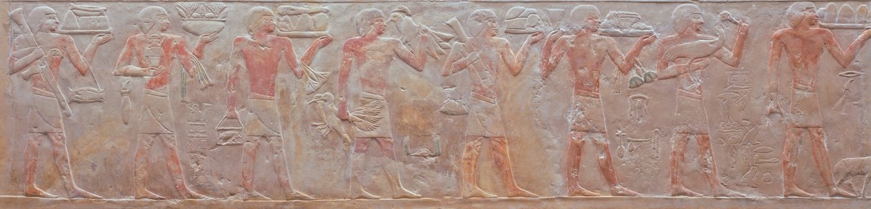 Rilievo di una processione di portatori di offerte dalla tomba di Ny-Ank-Nesut, 2575-2134 a.C. da Old Kingdom Egyptian