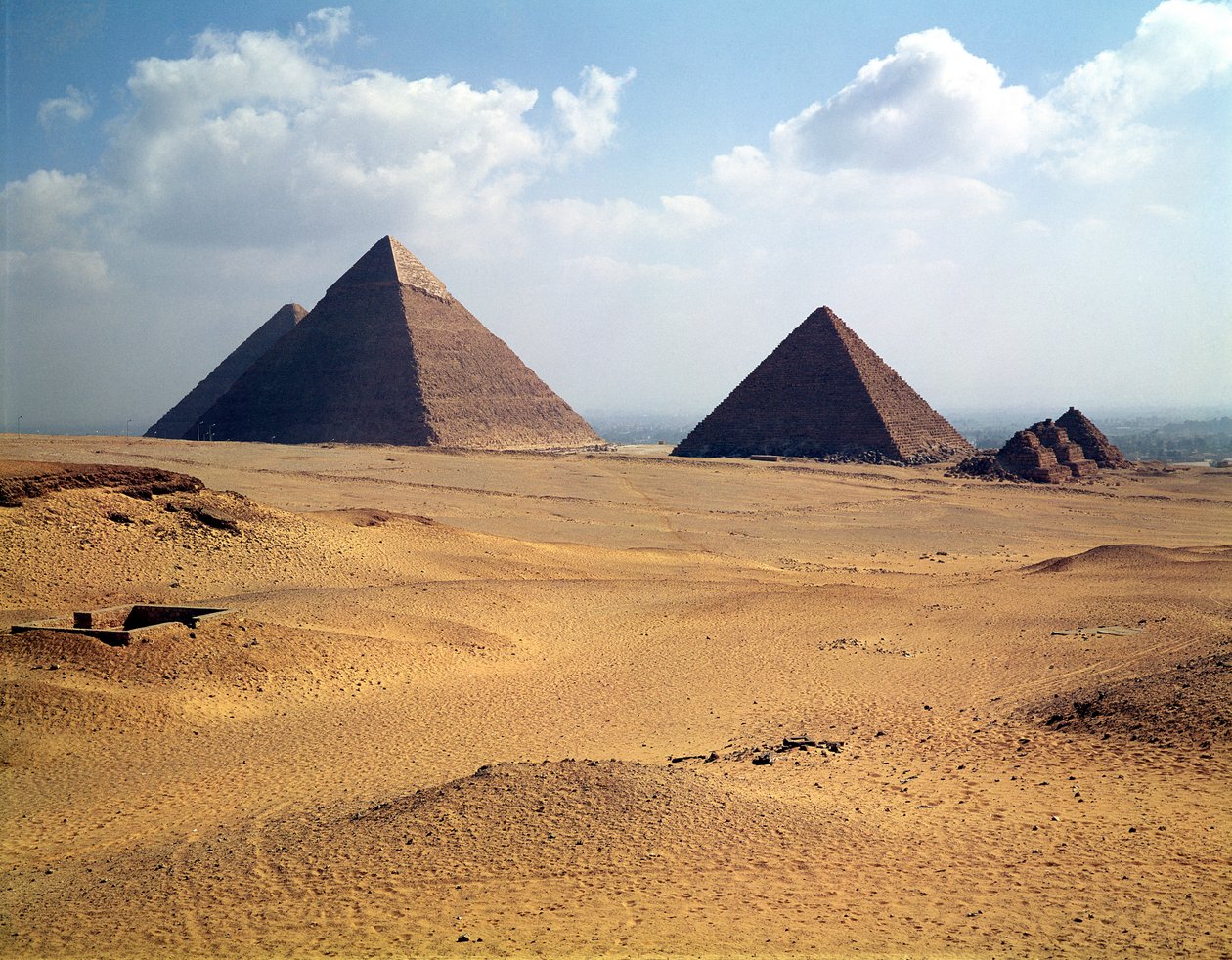 Veduta delle piramidi di Cheope, Chefren e Micerino da Old Kingdom Egyptian