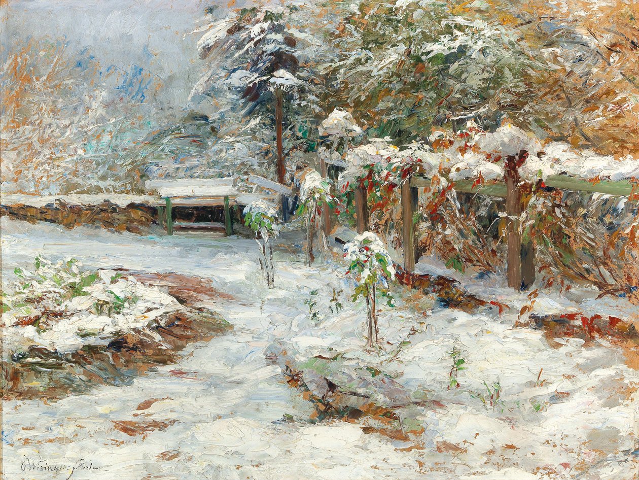 Neve di ottobre, motivo dal giardino del castello di Hartenstein da Olga Wisinger-Florian