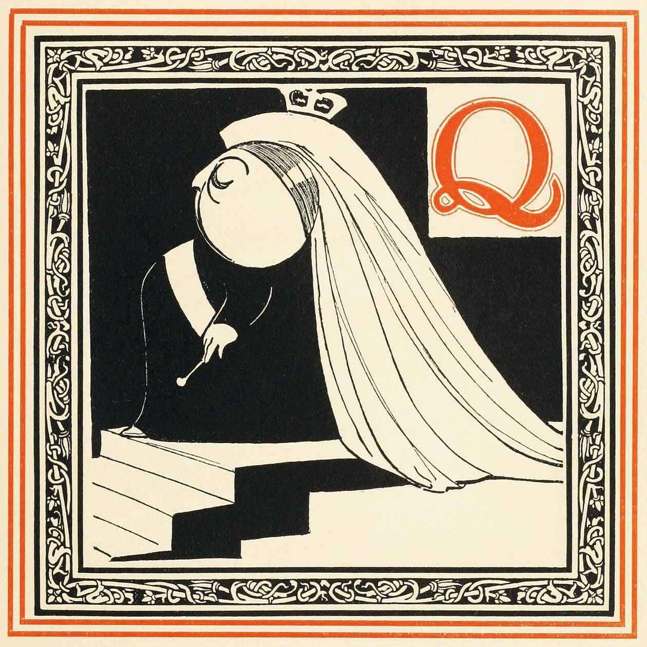 Q è la Regina, così nobile e libera, da Un alfabeto di celebrità, pub. 1899 da Oliver Hereford