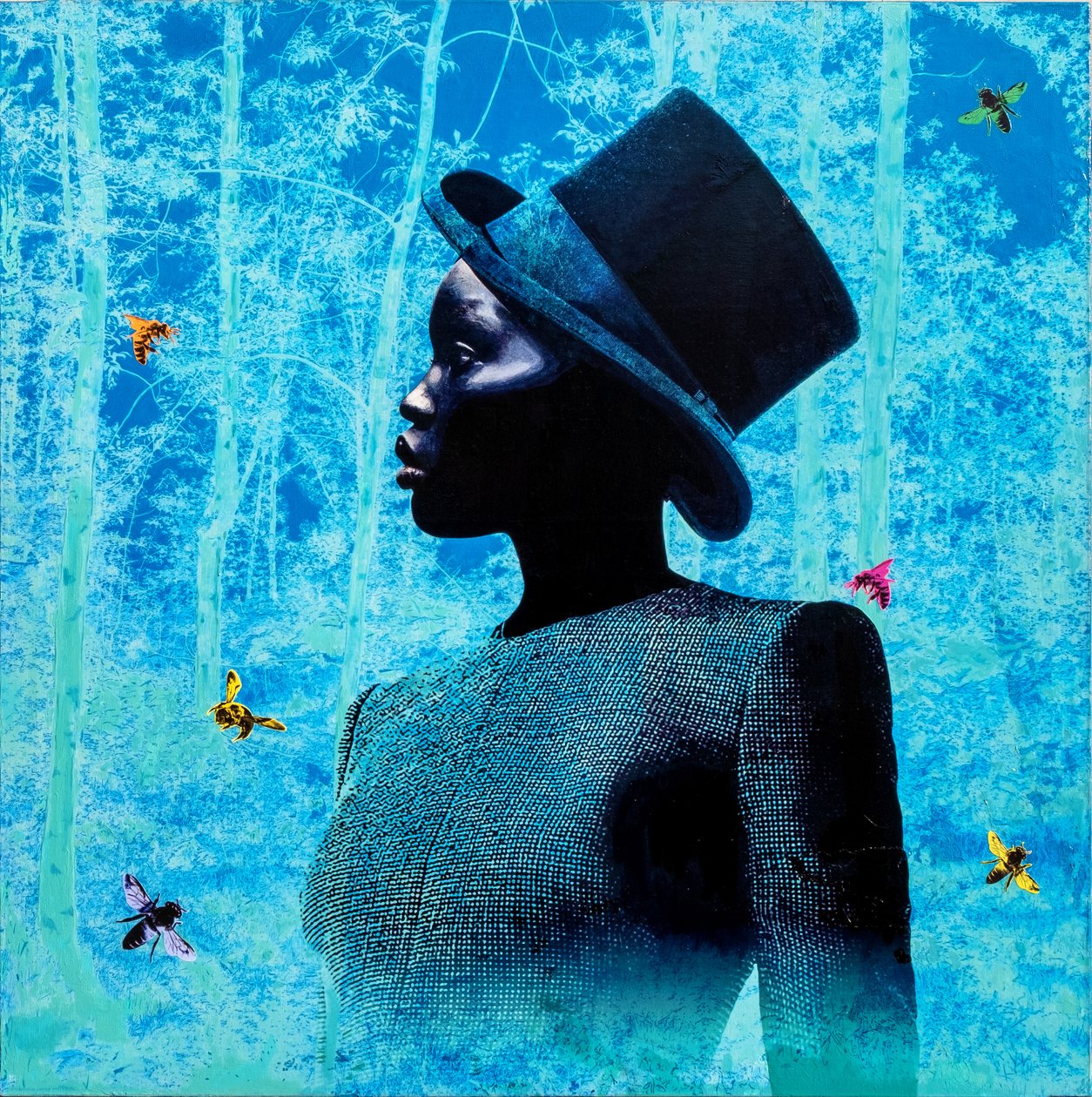 Teletrasporto, 2022 (tecnica mista su tela) da Olivia Gozzano