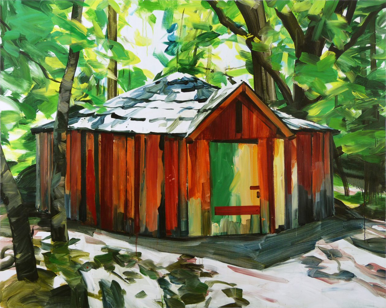 La casa nella foresta, 2014 (acrilico su tela) da Olivier Morel