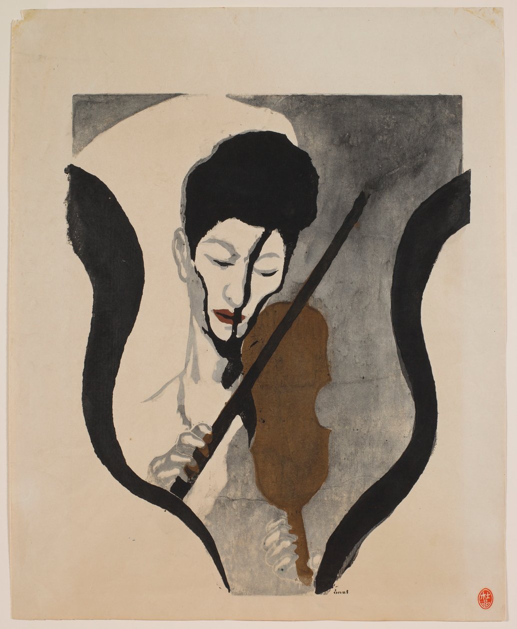 Impressione di un violinista (Ritratto di Suwa Nejiko) da Onchi Kôshirô