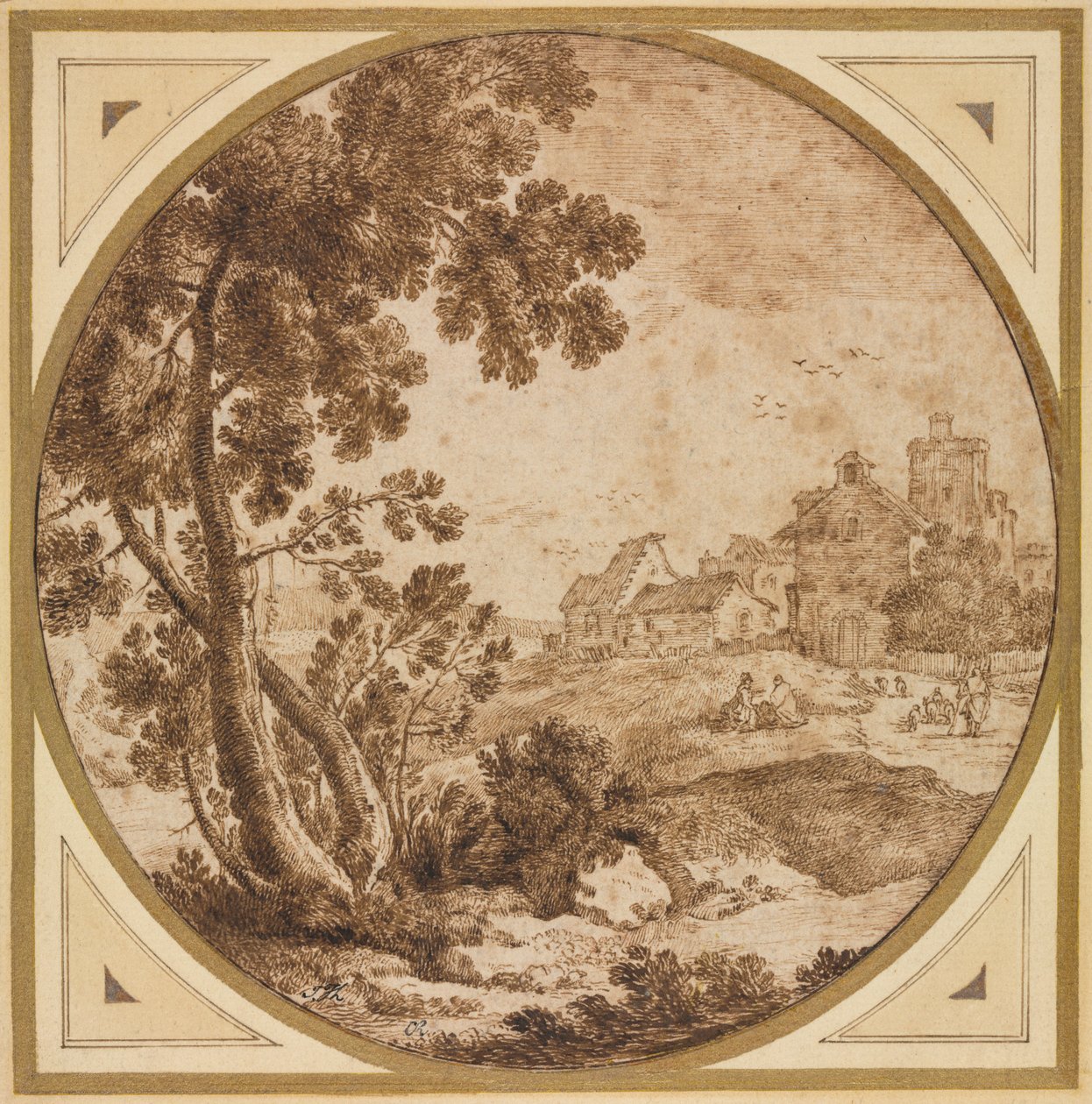 Paesaggio con edifici e figure da Onorio Marinari