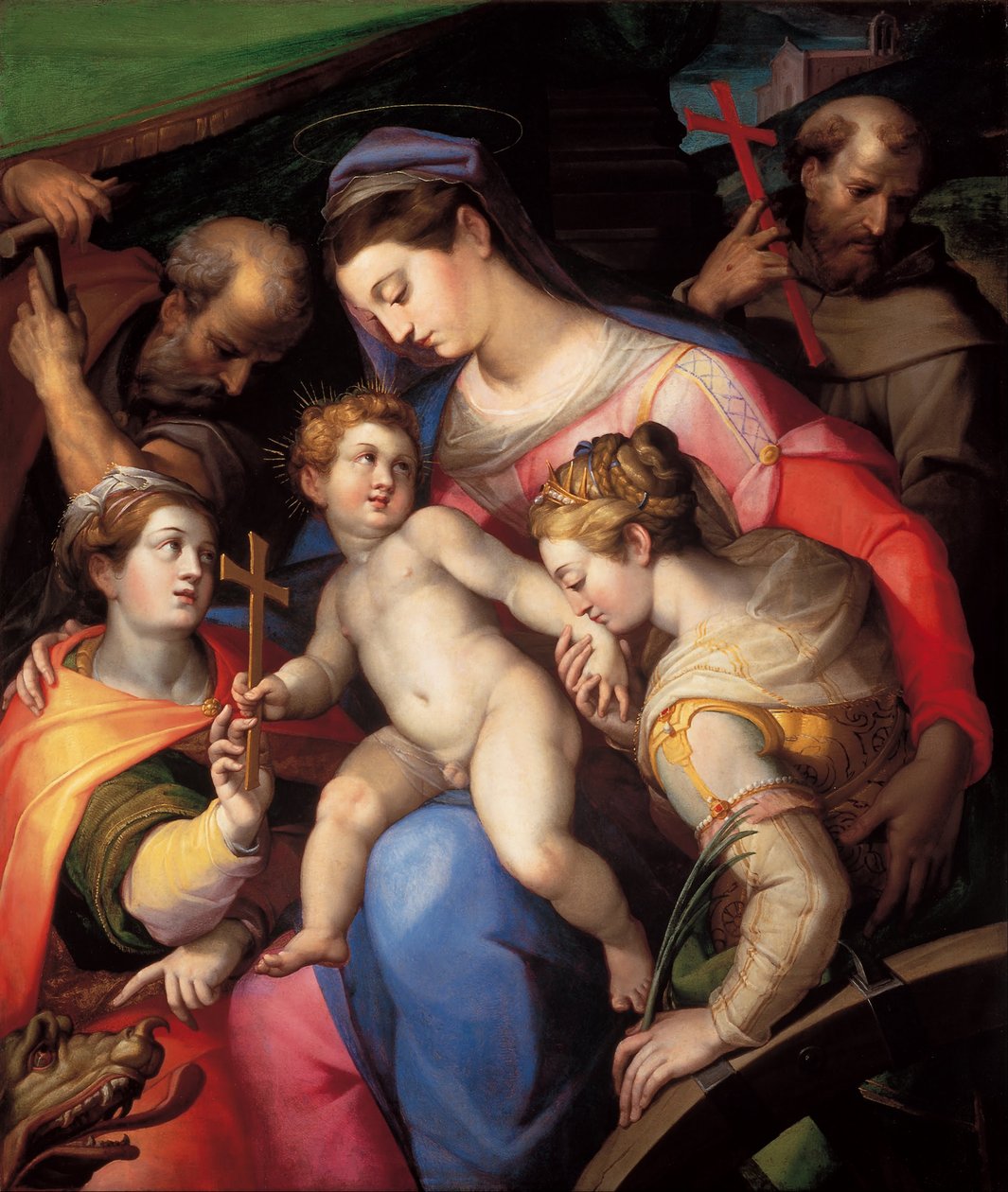 La Sacra Famiglia, con Santa Caterina d