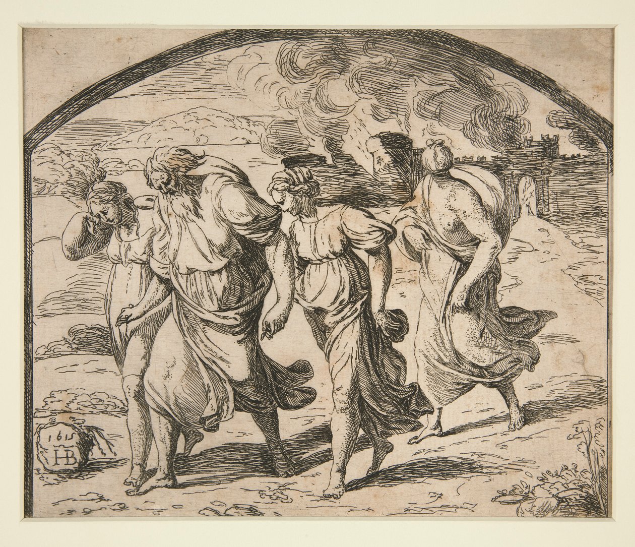 Lot e la sua famiglia in fuga da Sodoma da Orazio Borgianni