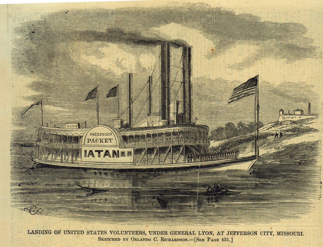 Sbarco dei volontari degli Stati Uniti, sotto il generale Lyon, a Jefferson City, Missouri da Orlando C. Richardson