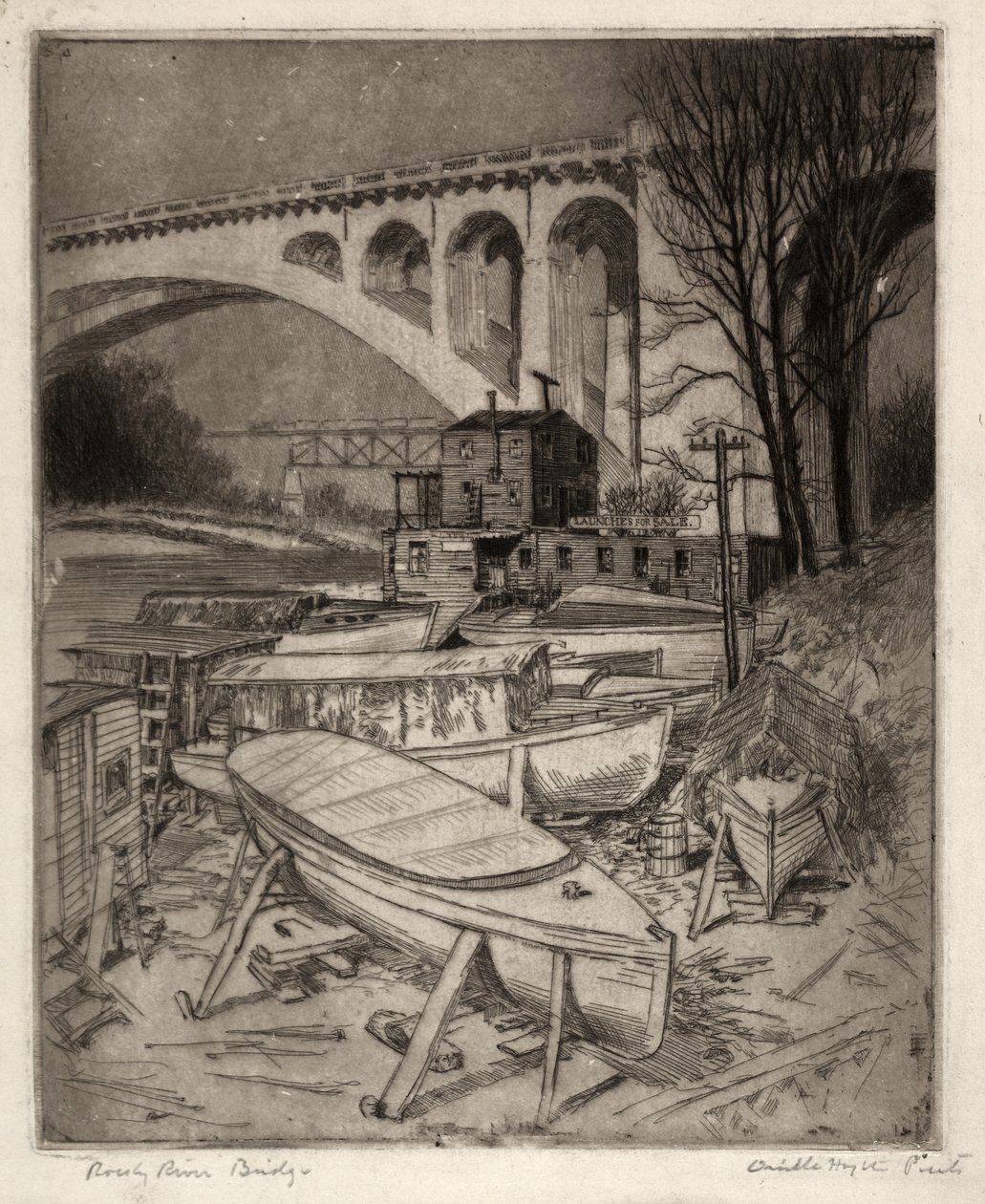 Ponte sul fiume roccioso da Orville Houghton Peets