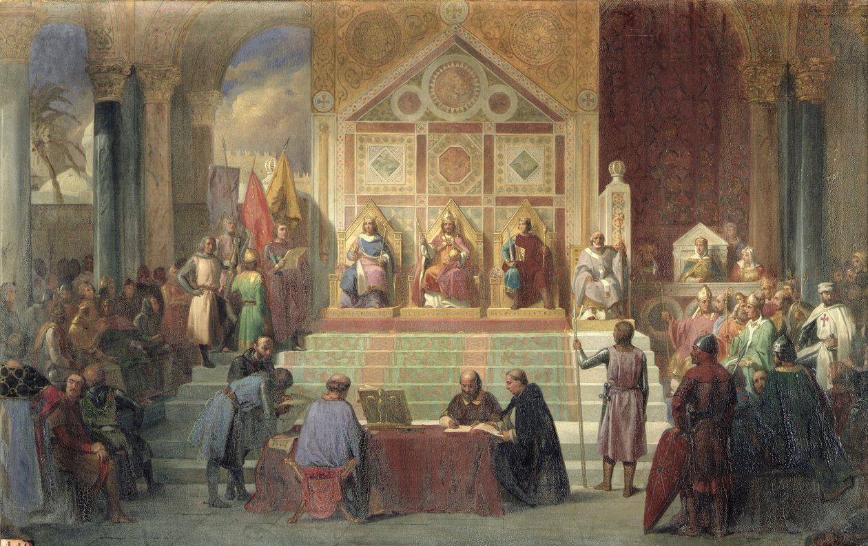 San Luigi (1214-70) Re di Francia riceve Roberto Patriarca di Gerusalemme, a Damietta nel 1249, 1846 da Oscar Gue