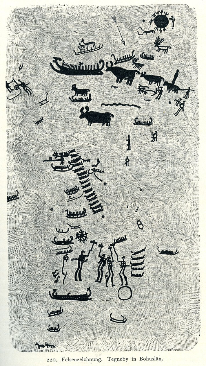 Disegno rupestre Tegneby a Bohuslän da Oscar Montelius