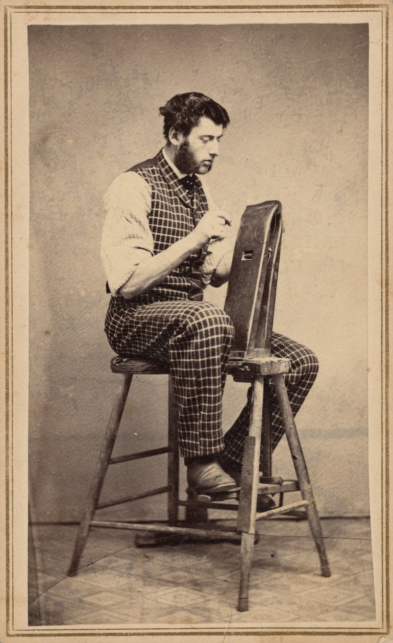 Ritratto di un lavoratore del cuoio, c. 1864 (foto) da Oscar C. Barnes