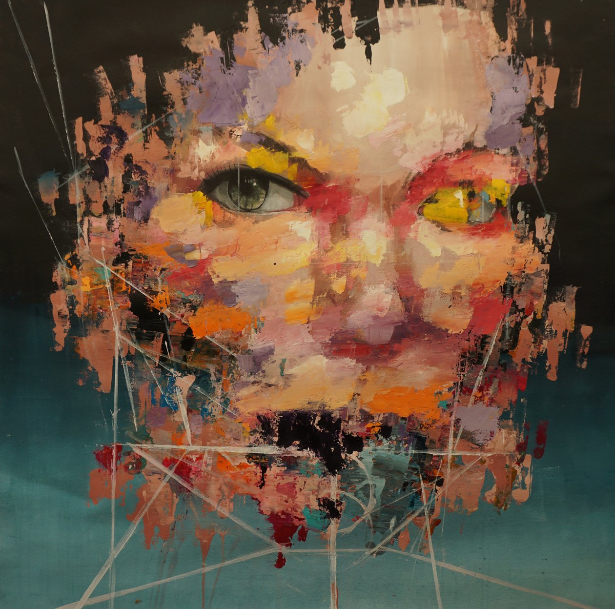 Distorted Color Model 2 , 2018-2025 (acrilico e olio su tela) da Oscar Nin