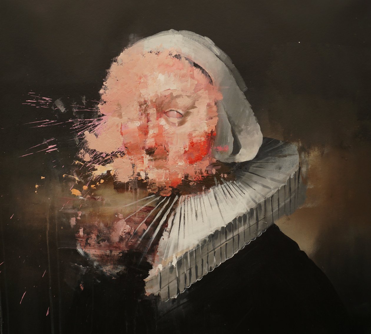 Ritratto di donna dopo Rembrandt, 2019-25 (acrilico e olio su tela) da Oscar Nin