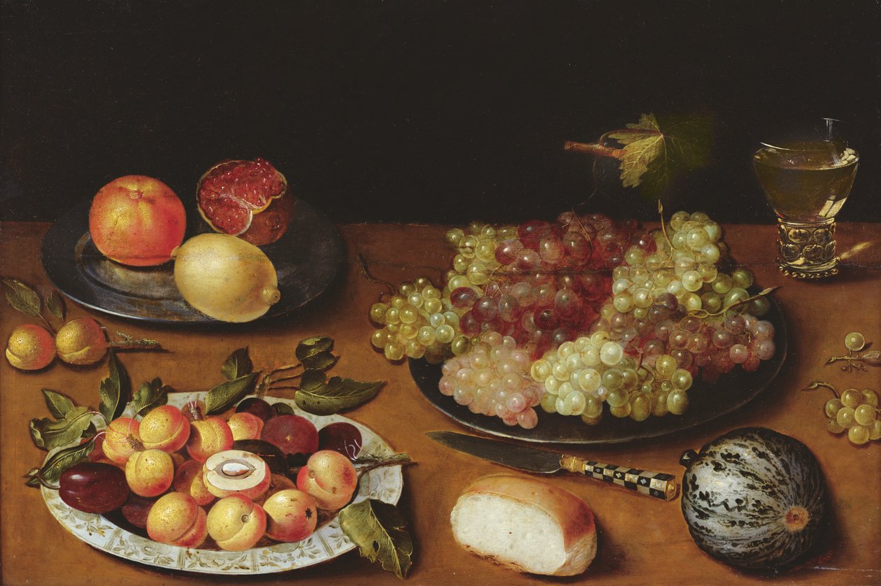 Natura morta con uva, melograni e albicocche da Osias the Elder Beert