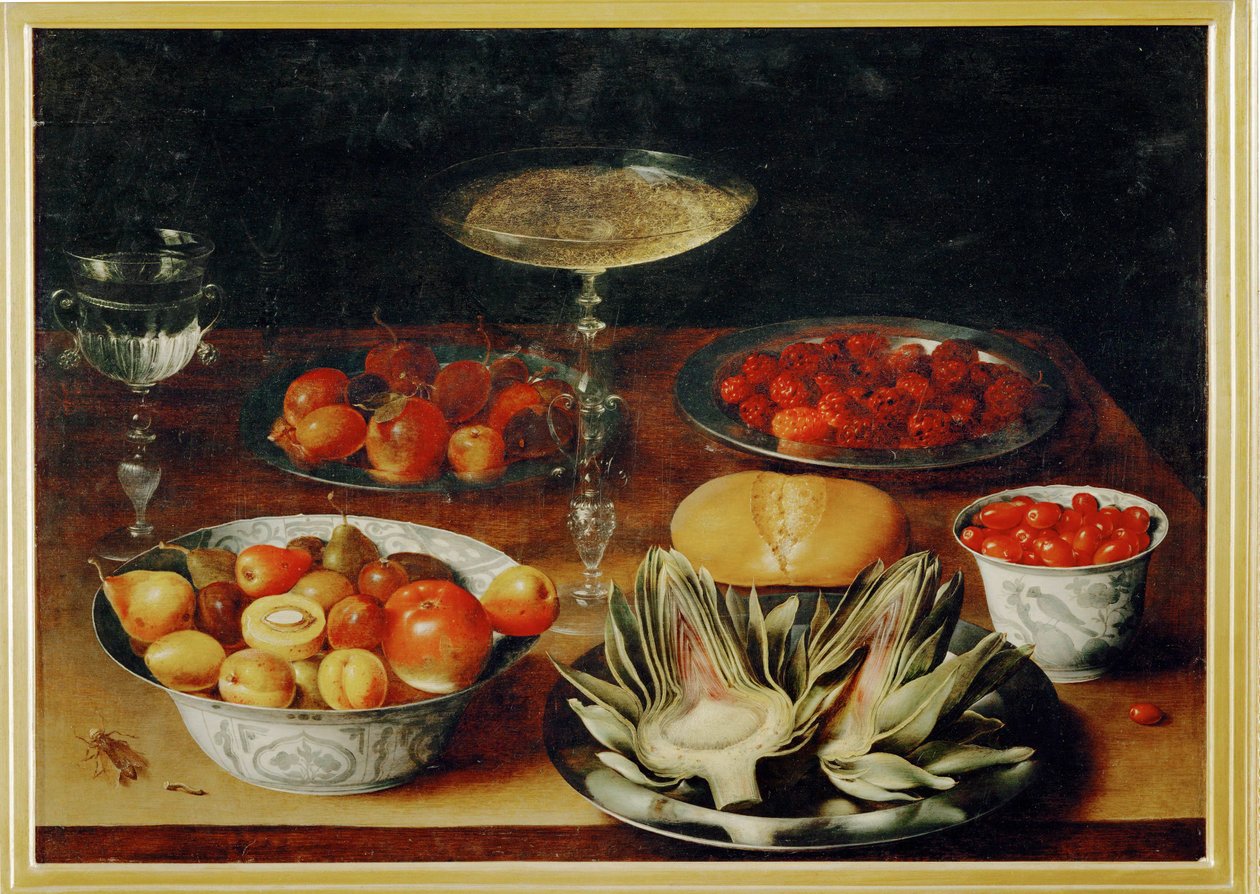 Carciofi, frutta e coppe (pittura) da Osias the Elder Beert