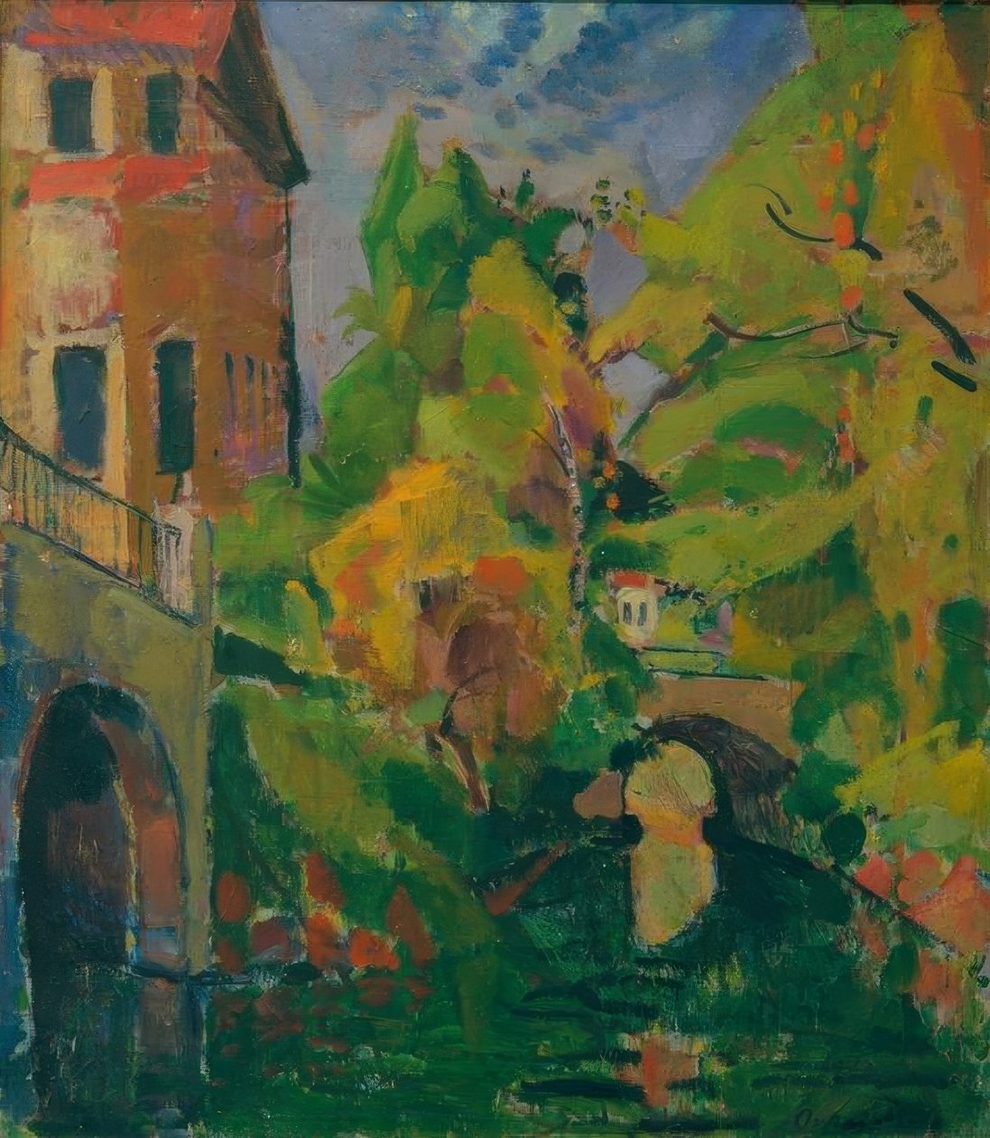 Ponte di Königsallee con rimessa per barche da Oskar Moll