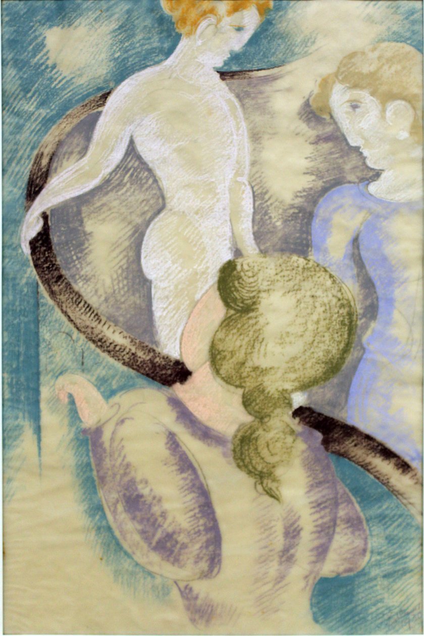 Tre figure alla balaustra da Oskar Schlemmer