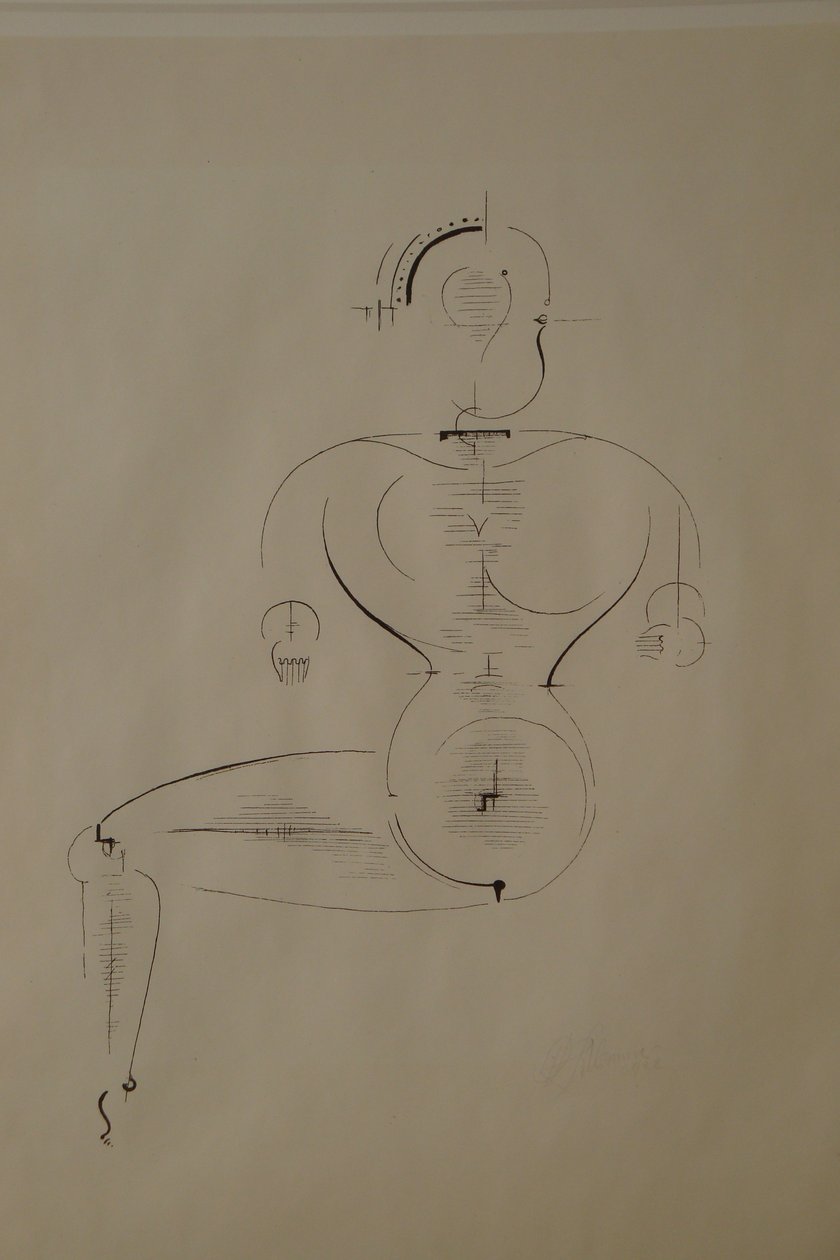 Figura di Lato: Figura H2 Seduta da Oskar Schlemmer