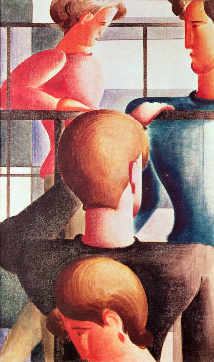 Gruppo vicino a una ringhiera da Oskar Schlemmer