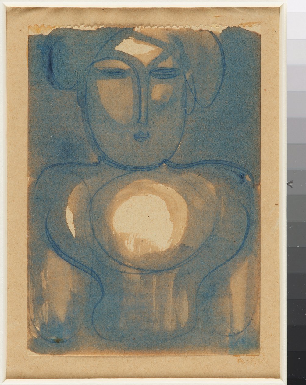 Halbfigur mit Licht auf Stirn und Brust da Oskar Schlemmer