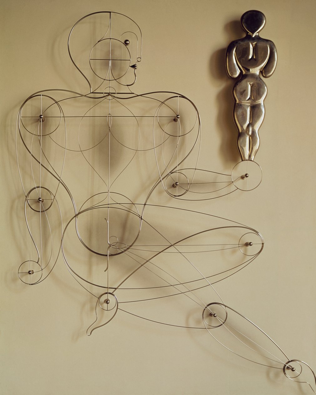 Homo, figura di filo con figura vista da dietro in mano da Oskar Schlemmer