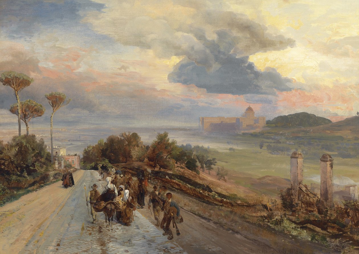 Via Cassia vicino a Roma con vista sul Vaticano da Oswald Achenbach
