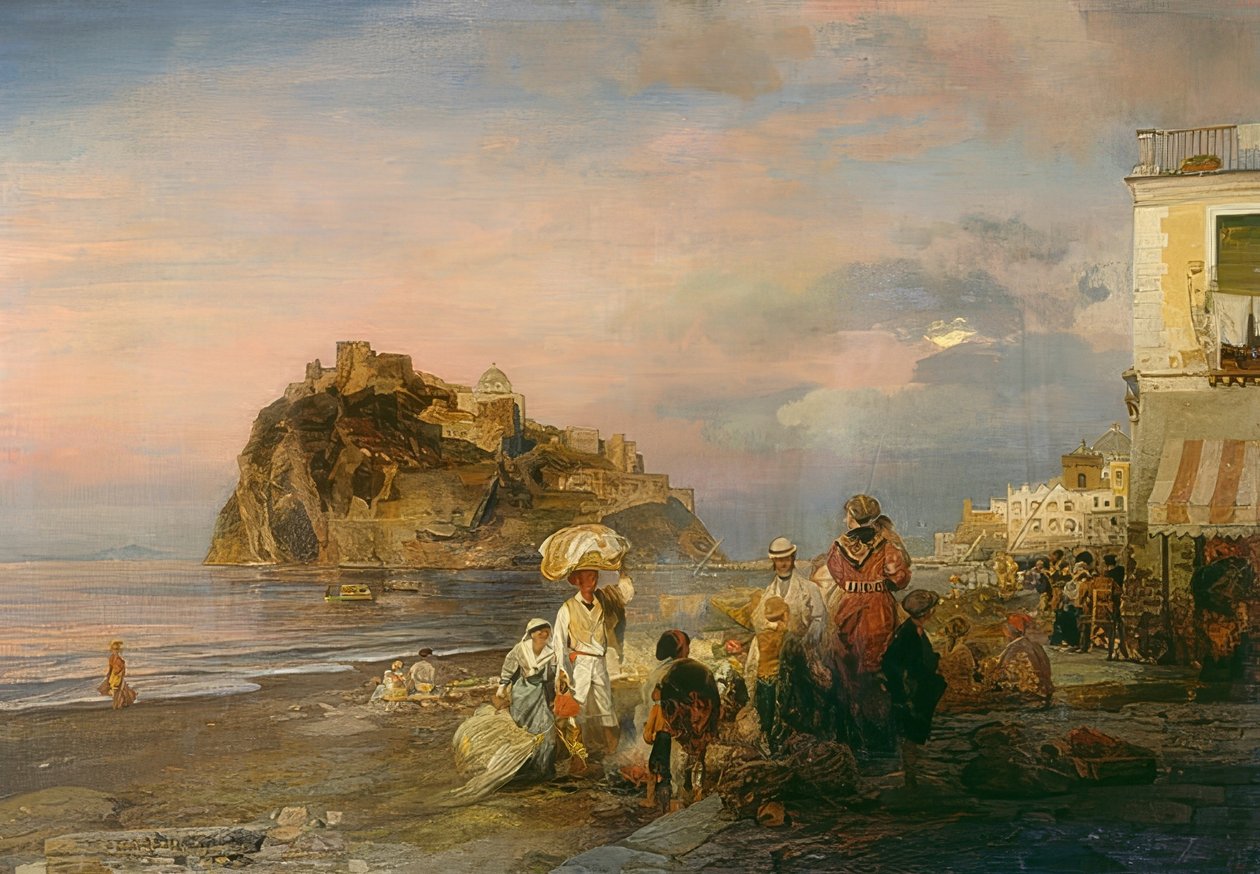 Spiaggia serale a Ischia, 1879 da Oswald Achenbach