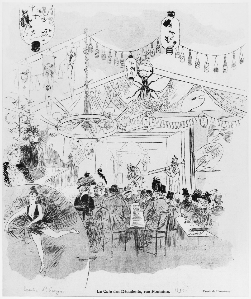 Café des Décadents, 16bis rue Fontaine, Parigi, 1890 da Oswald Heidbrinck