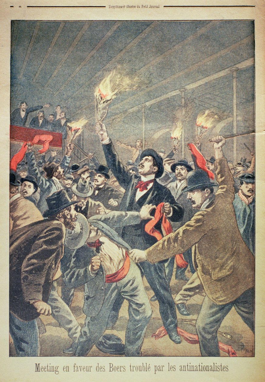 Un incontro a favore dei Boeri interrotto dagli anti-nazionalisti, illustrazione da Le Petit Journal, c.1899 da Oswaldo Tofani