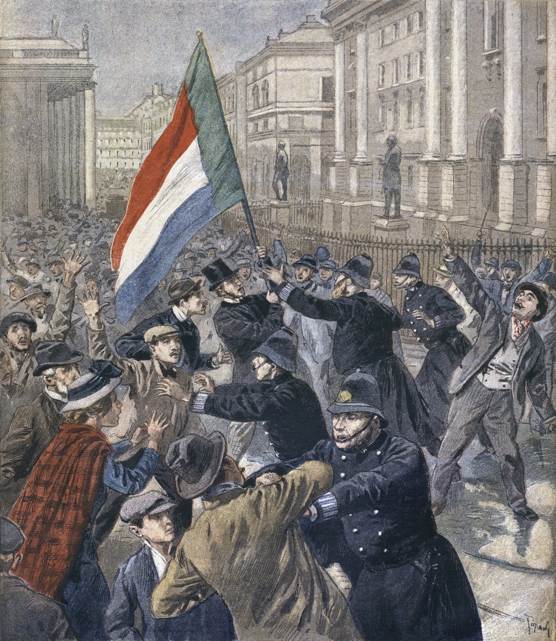 Irlanda, dimostrazione contro Chamberlain, illustrazione da 