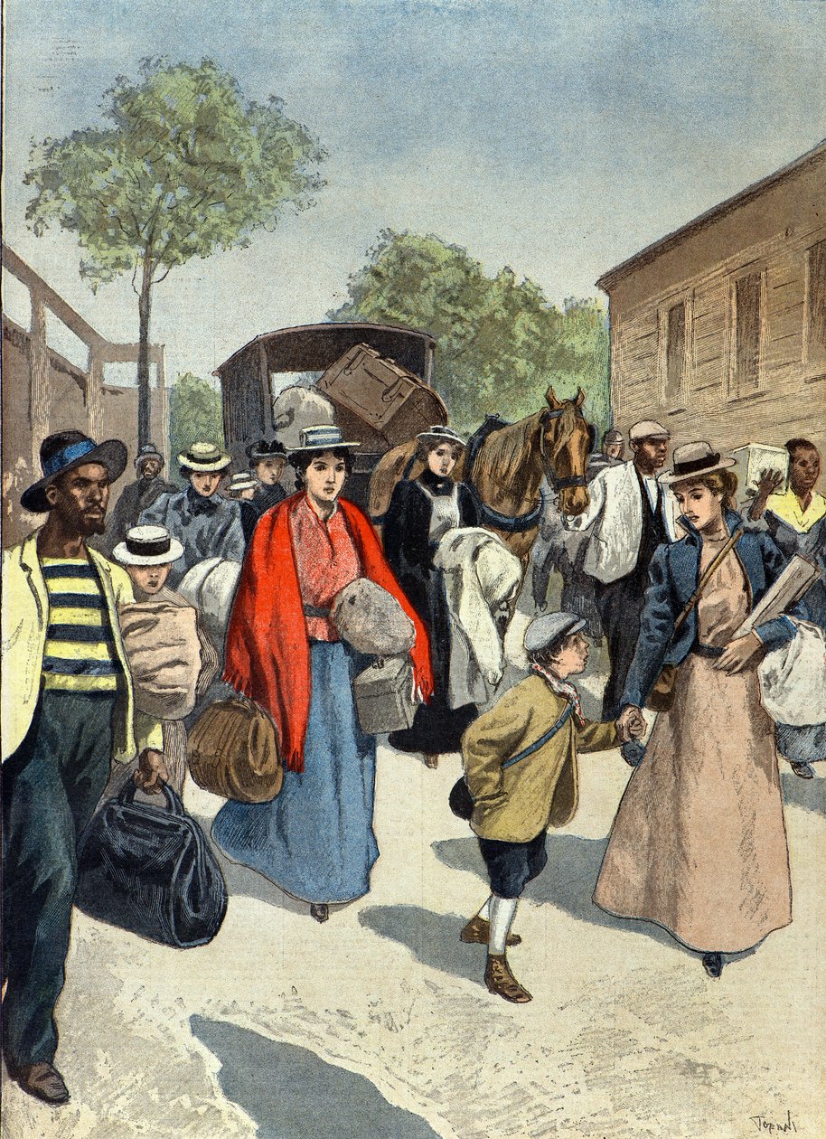 Civili inglesi lasciano la città di Ladysmith sotto l
