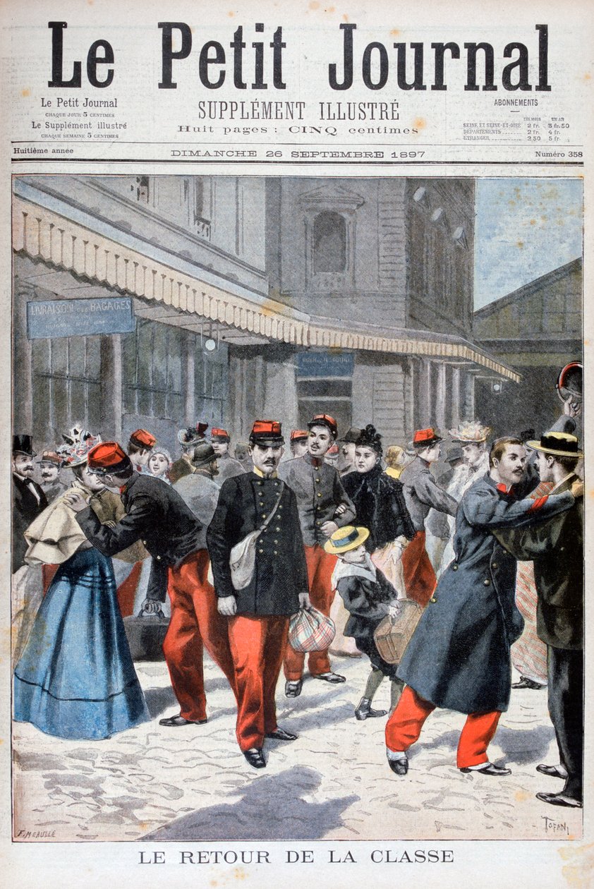 Soldati francesi che tornano a casa, Francia, 1897 da Oswaldo Tofani