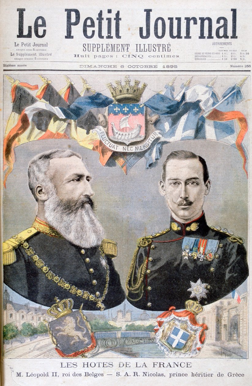 Re Leopoldo II del Belgio e il principe Nicola di Grecia e Danimarca, 1895 da Oswaldo Tofani