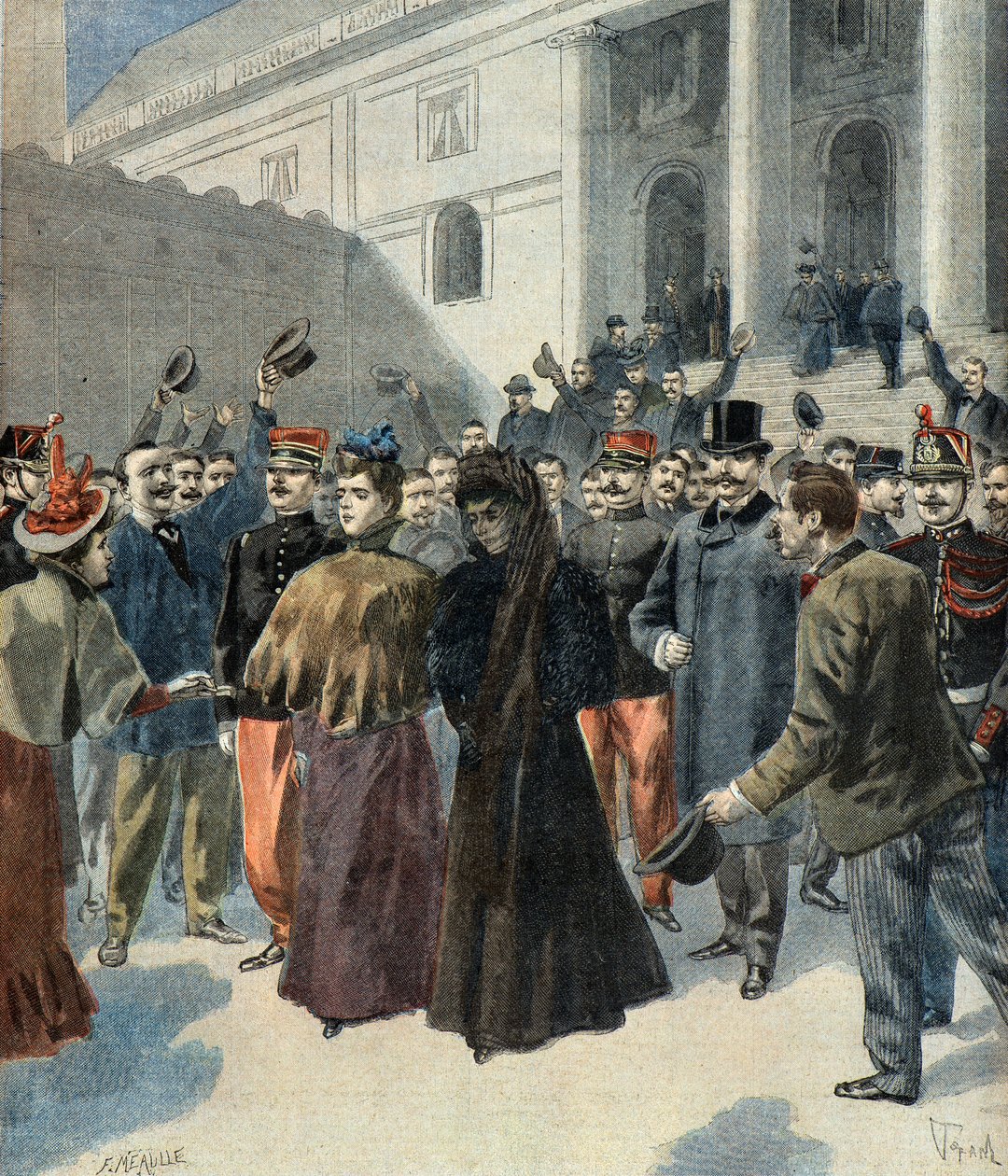 La vedova del colonnello Hubert Henry lascia il tribunale (affare Dreyfus) da Oswaldo Tofani