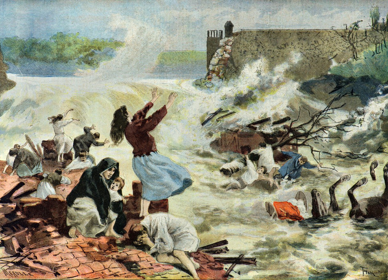 Il disastro di Bouzey, 1895 (Illustrazione) da Oswaldo Tofani