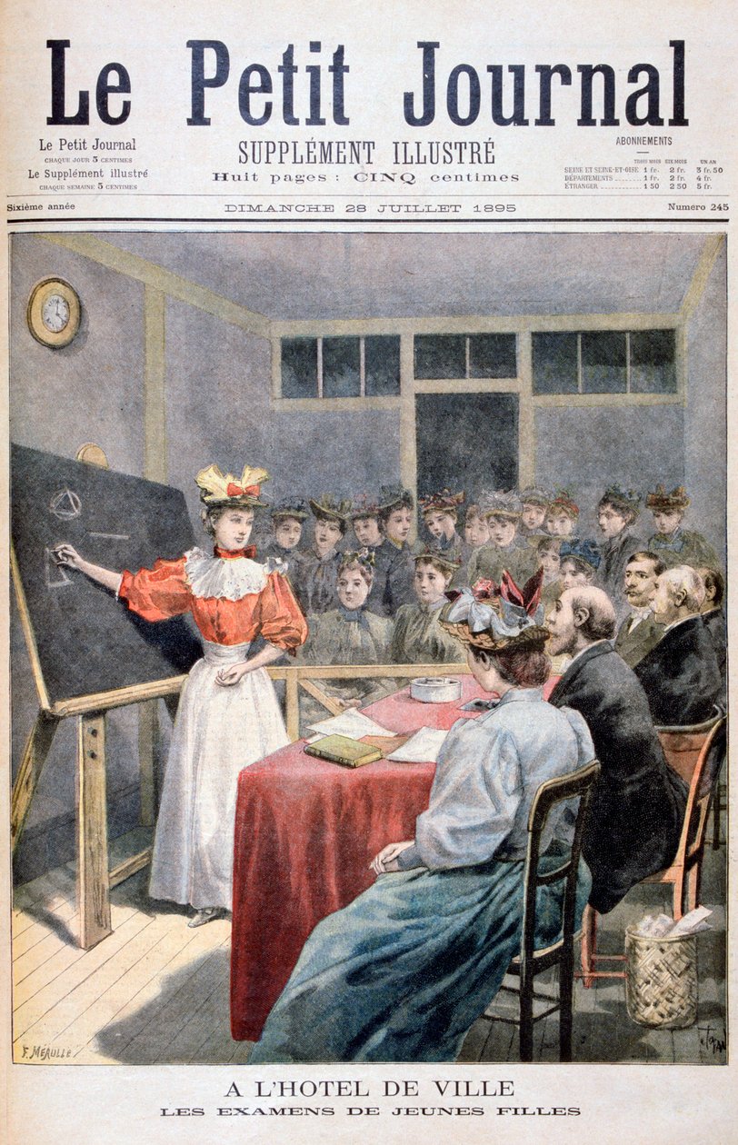 Ragazze che fanno esami in un Municipio, Francia, 1895 da Oswaldo Tofani