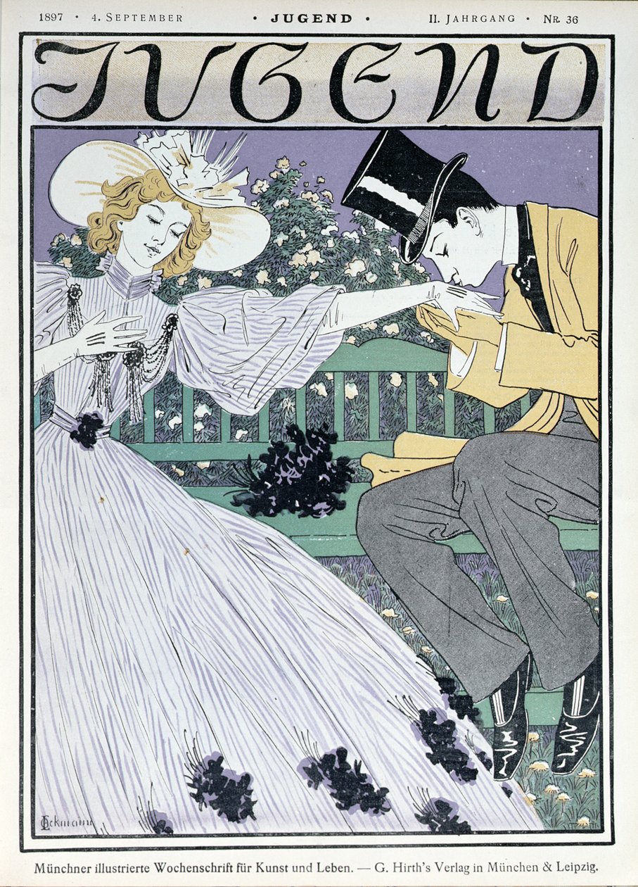 Amanti su una panchina, illustrazione di copertina per la rivista 