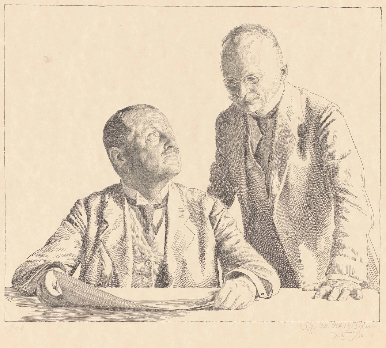 Doppio ritratto dei collezionisti Guido von Usedom e Gustav von Houwald da Otto Greiner (signed by artist)