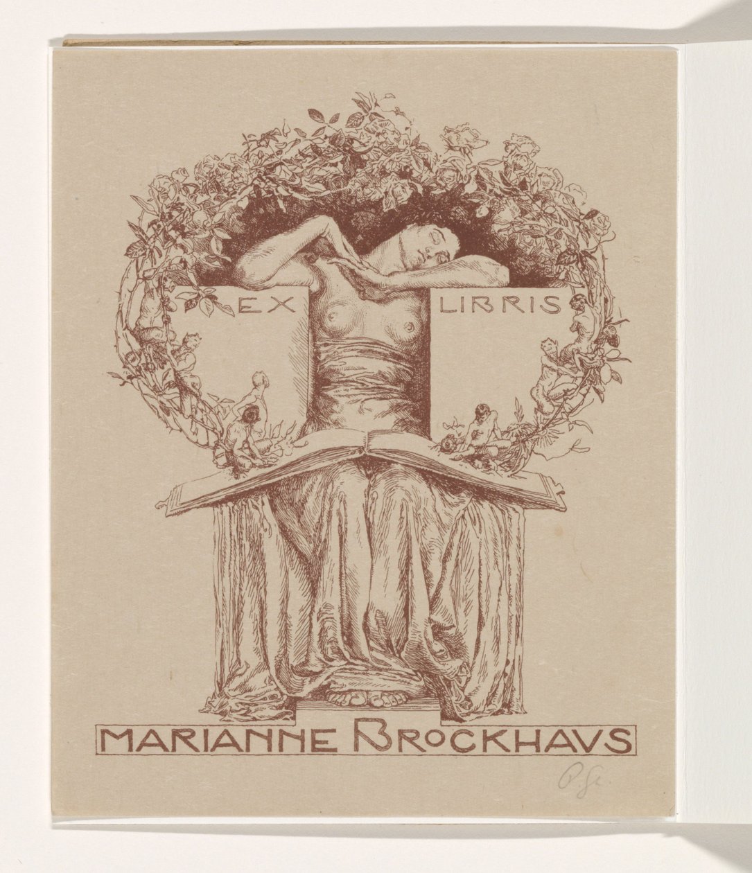 Ex libris di Marianne Brockhaus da Otto Greiner (signed by artist)
