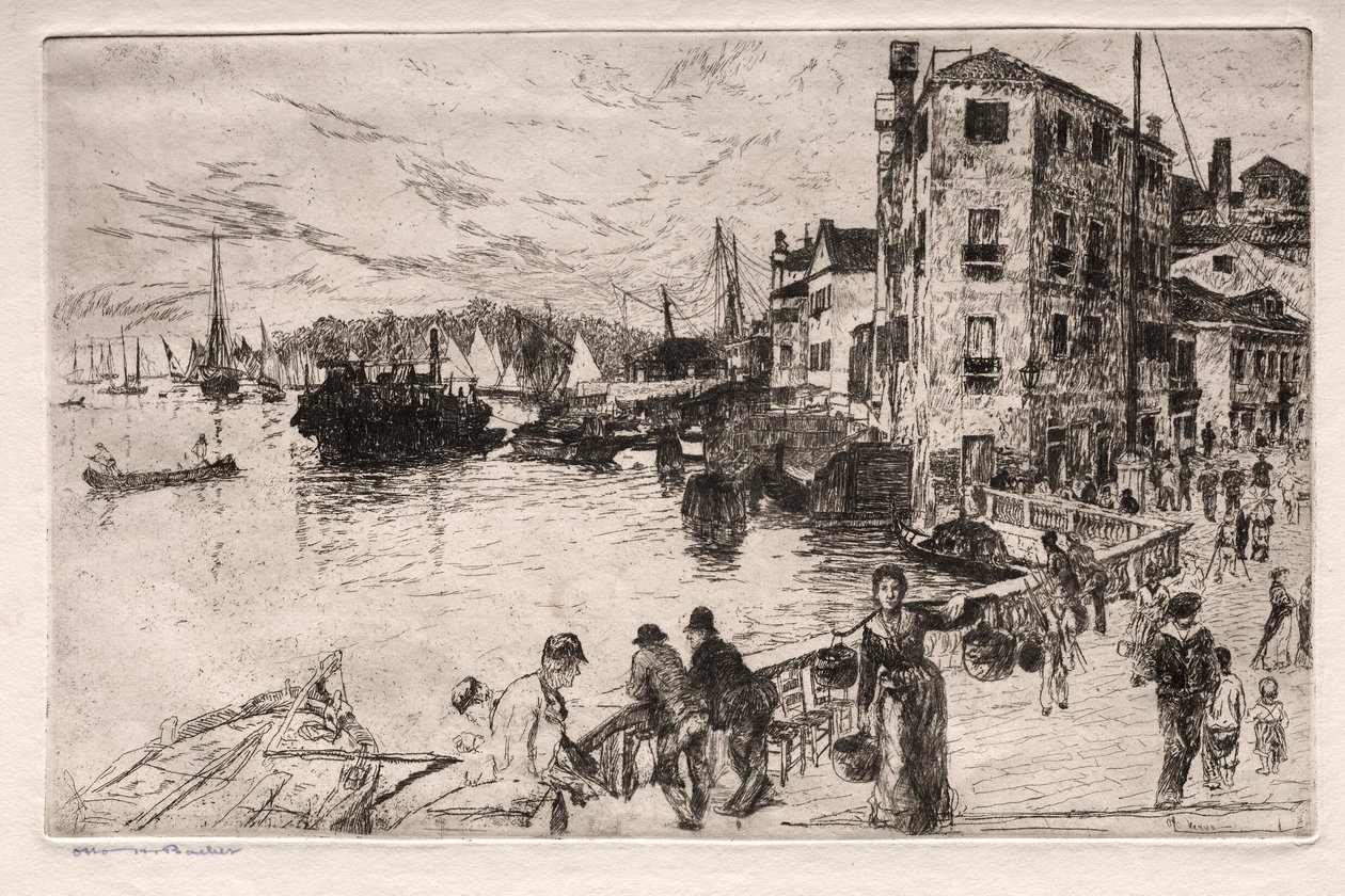 Incisioni di Venezia: Quartieri di Castello, Riva, XIX secolo da Otto H. Bacher