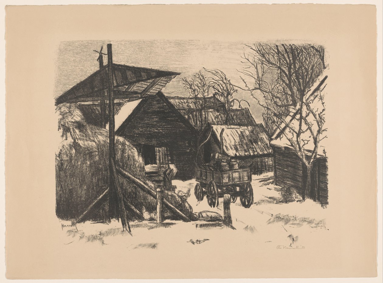 Cortile di fattoria nella neve da Otto Hanrath (signed by artist)