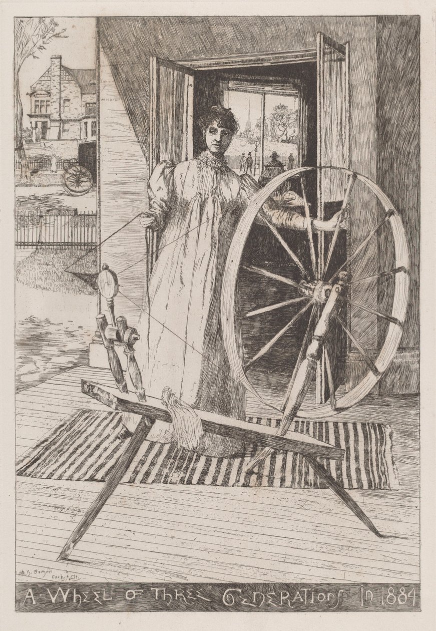 Alla ruota del filatoio, c. 1884 da Otto Henry Bacher
