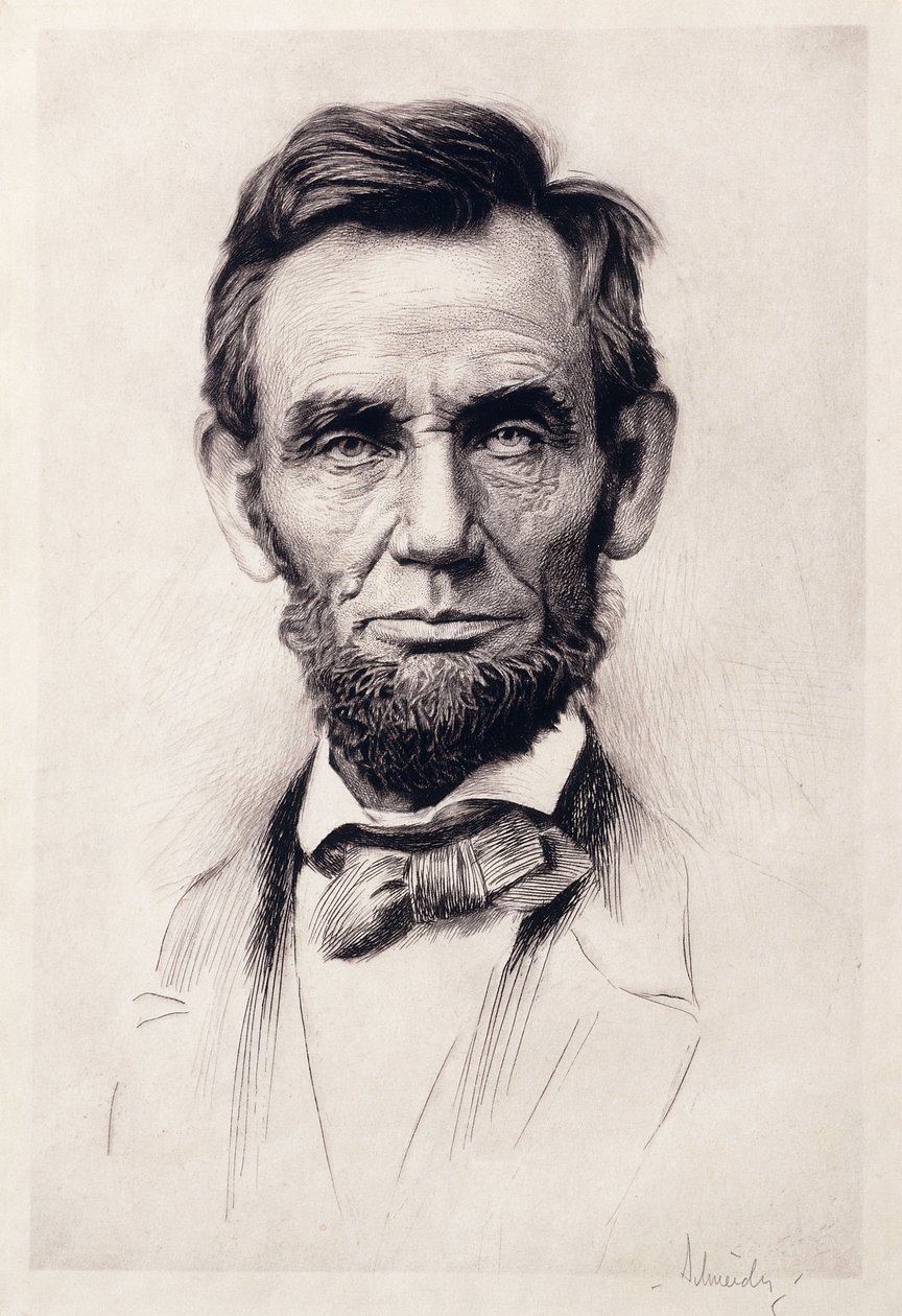 Ritratto di Lincoln (incisione) da Otto Henry Schneider